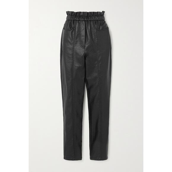 Philosophy Di Lorenzo Serafini Black Faux Textured-Leather Tapered Pants Size 2 - Picture 1 of 4